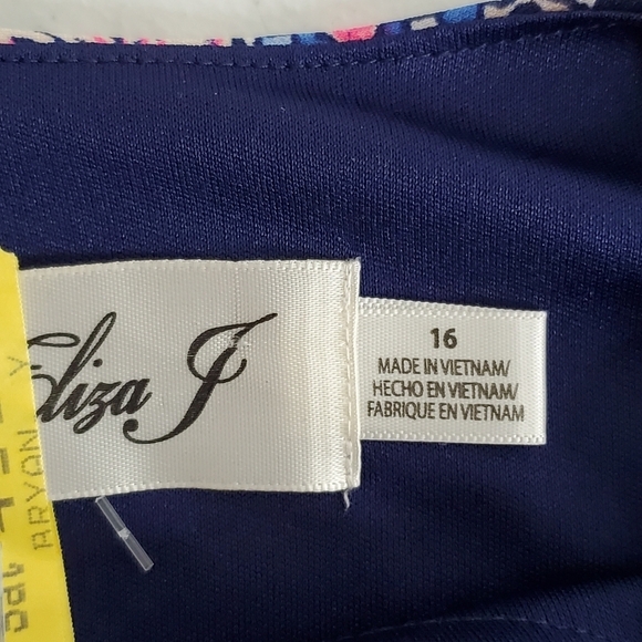 Eliza J Bateau Neck Shift Dress Size 16 Floral Abstract Print Back Zip Stretch - Picture 13 of 15